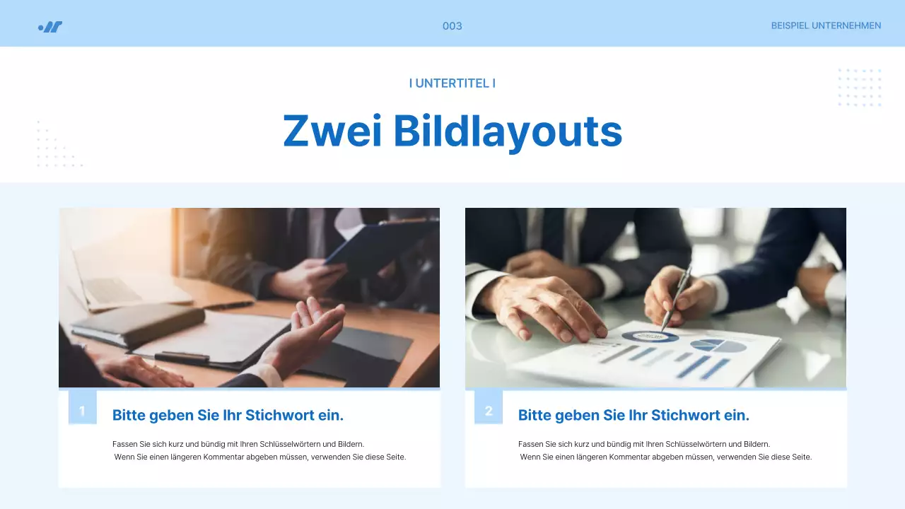 Einfacher Projektvorschlag in Hellblau