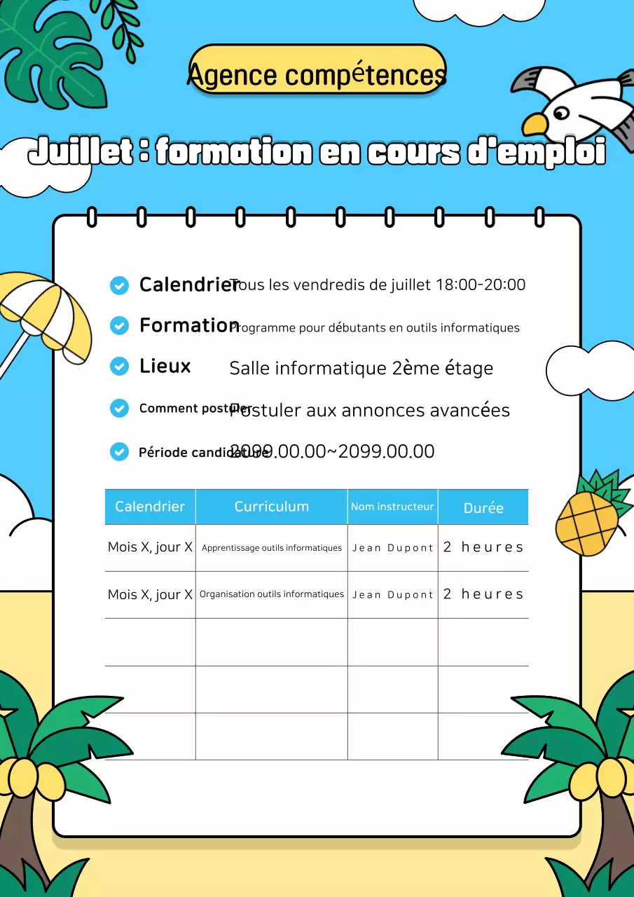 Annonces saisonnières bleu clair