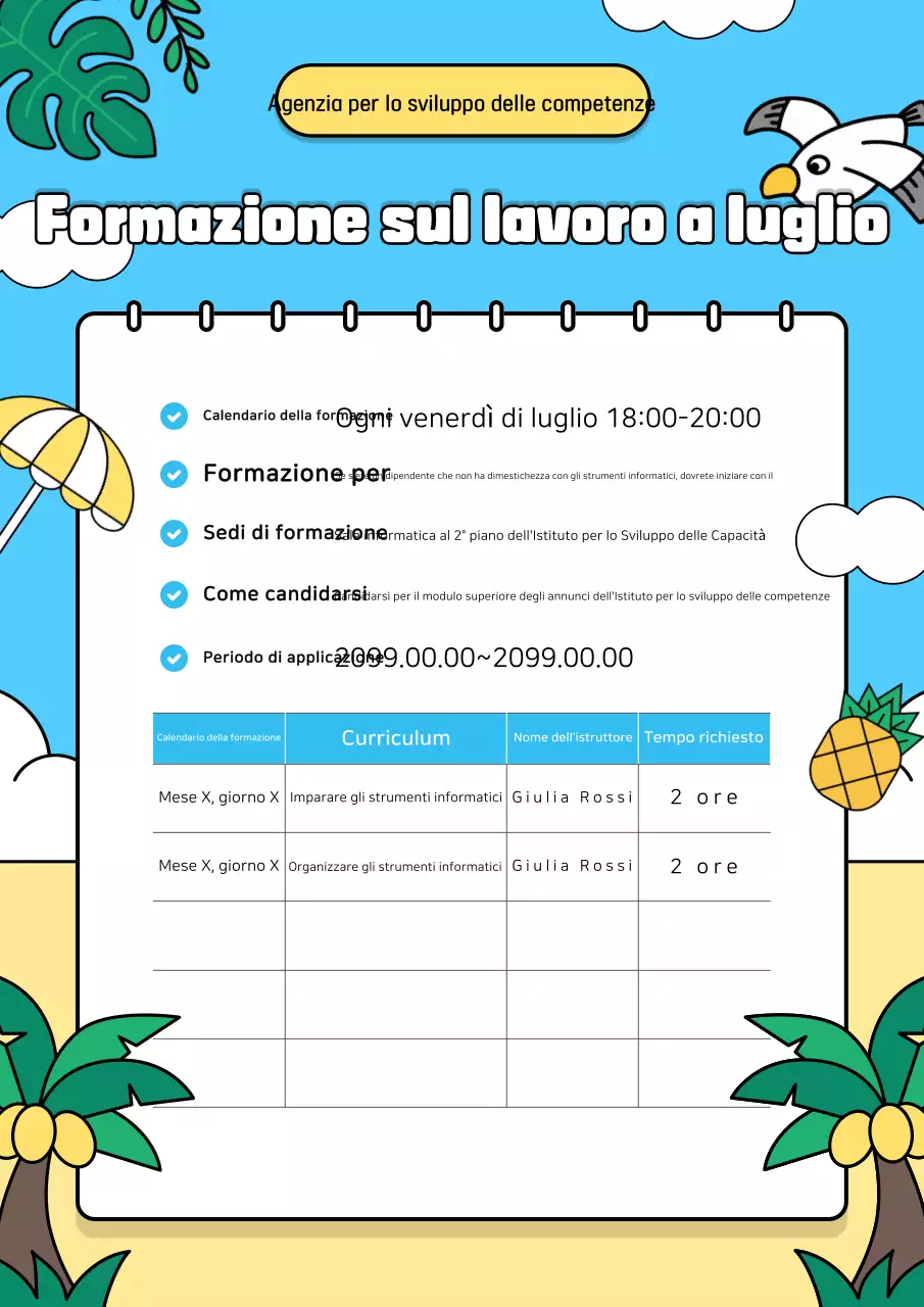 Annunci stagionali azzurri