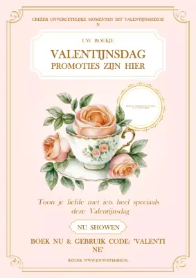 Valentijnsposter in zachtroze klassieke Victoriaanse stijl