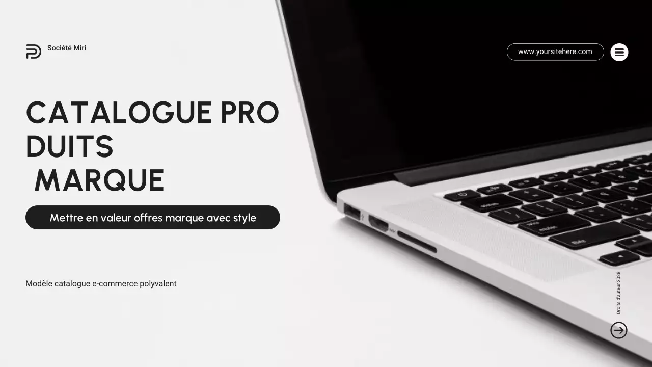 Catalogue de produits pour appareils numériques modernes en noir et violet