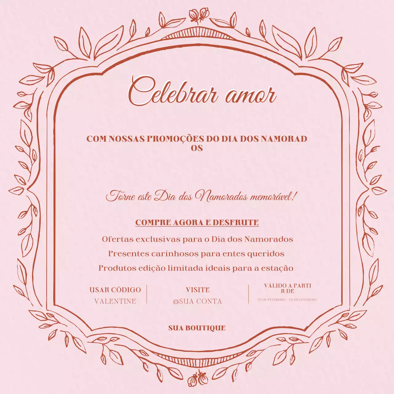 Promoção do dia dos namorados rosa e elegante