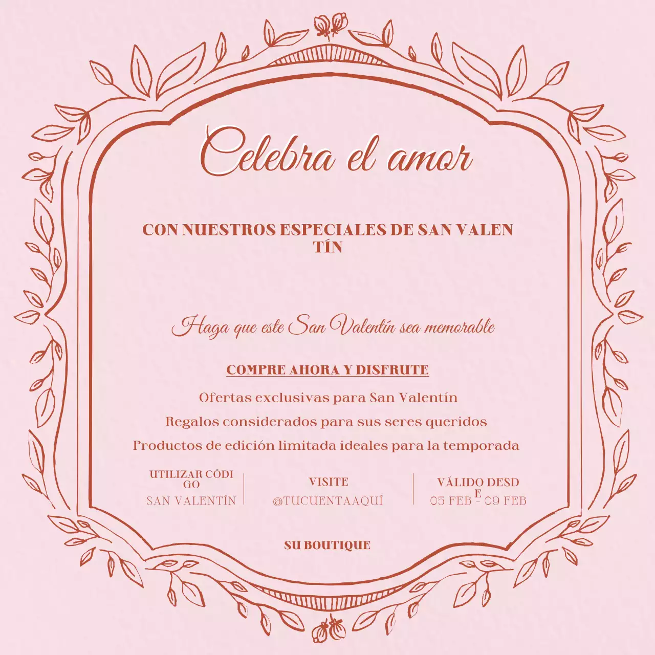 Promoción de San Valentín Rosa Elegante