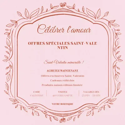 Promotion de la Saint-Valentin rose et élégante