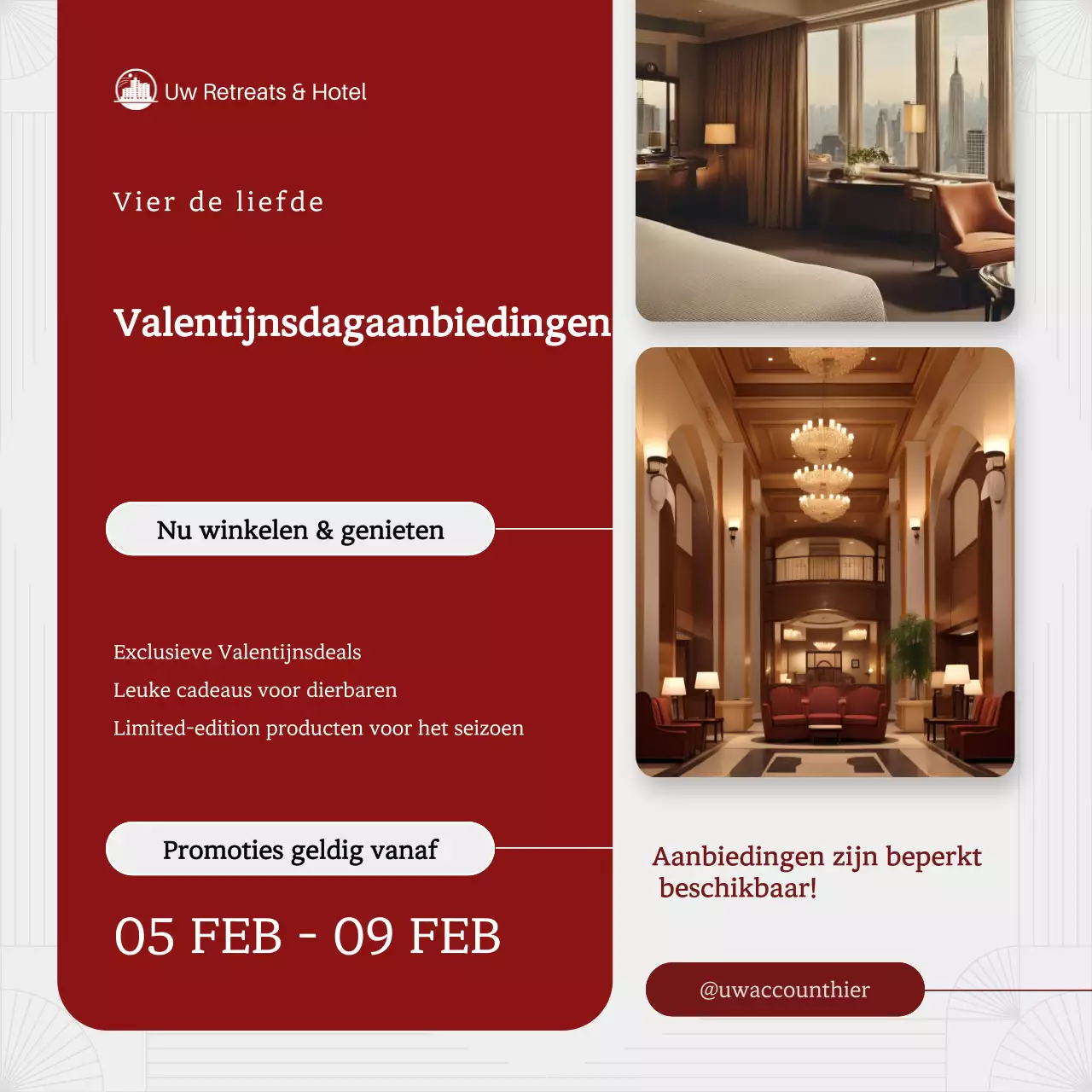 advertentie maroon elegant hotel