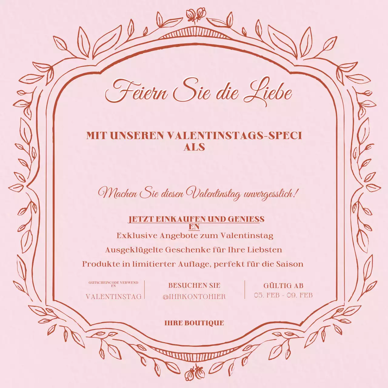 Rosa Elegante Valentinstagsaktion