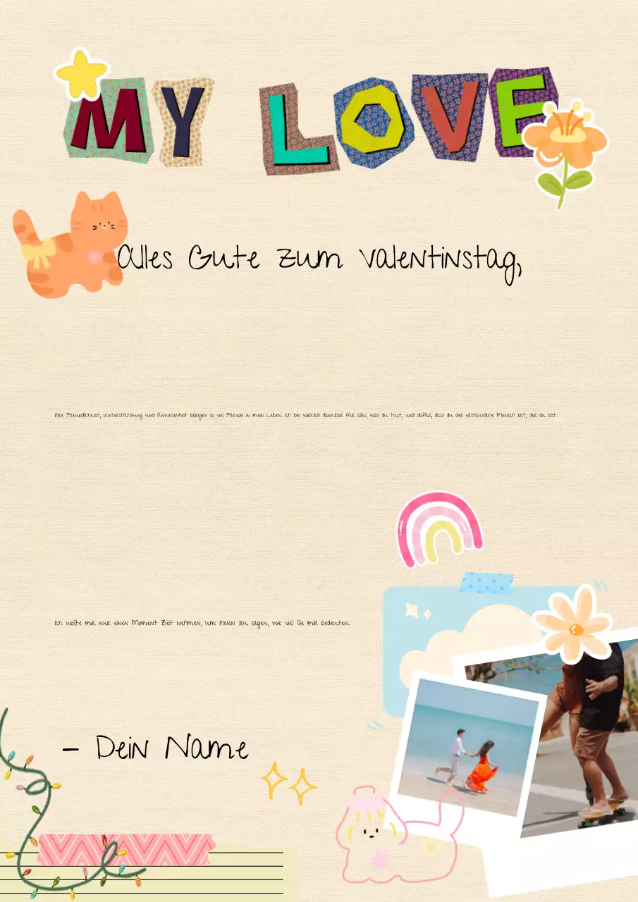 Niedliche Collage Valentinstagsbrief