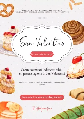 pubblicità vintage di una pasticceria per San Valentino
