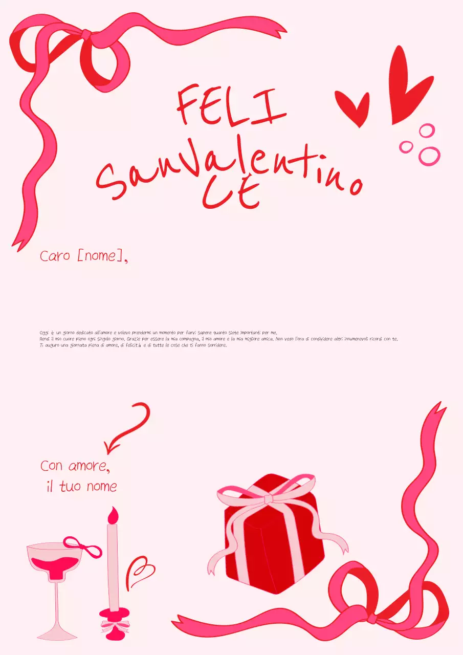 biglietto d'amore romantico rosso