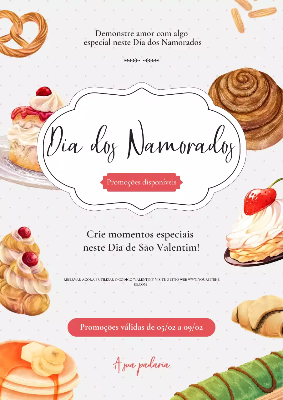 anúncio vintage de padaria para o dia dos namorados