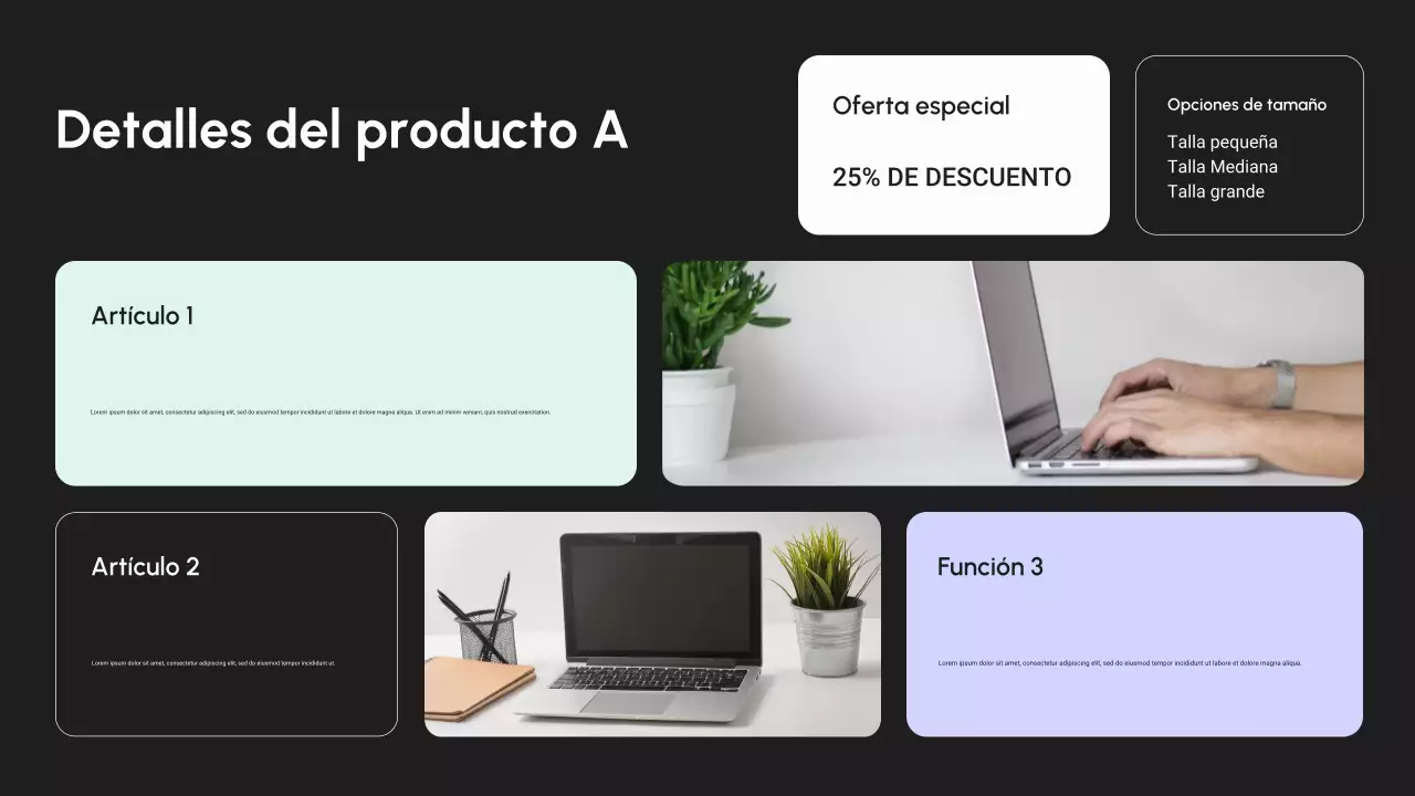 Catálogo de productos de dispositivos digitales modernos en negro y morado