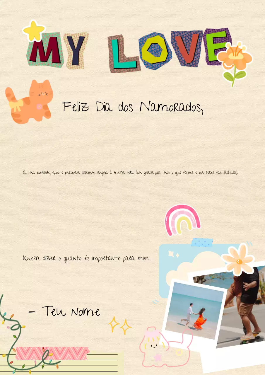 Carta de S. Valentim com colagem gira