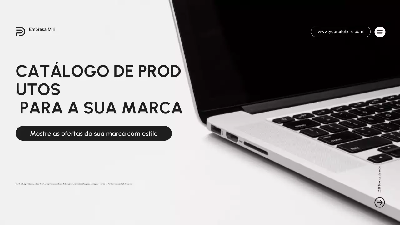 Catálogo de produtos para dispositivos digitais modernos em preto e roxo