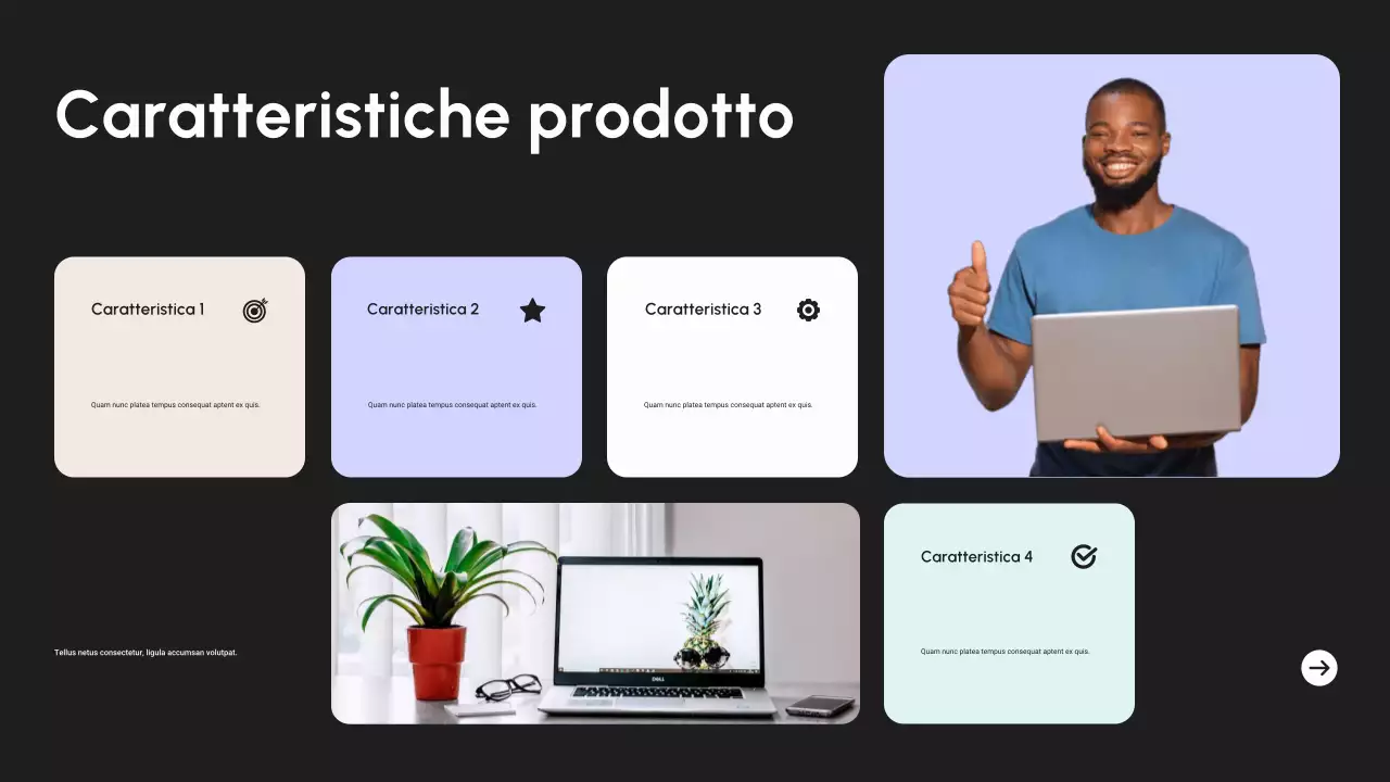 Catalogo dei prodotti per dispositivi digitali moderni in nero e viola