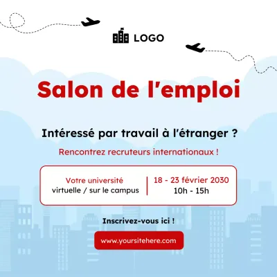 Avis de salon de l'emploi Travailler à l'étranger Modèle carré