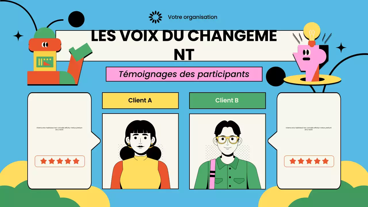 Présentation illustrée et colorée d'une association à but non lucratif