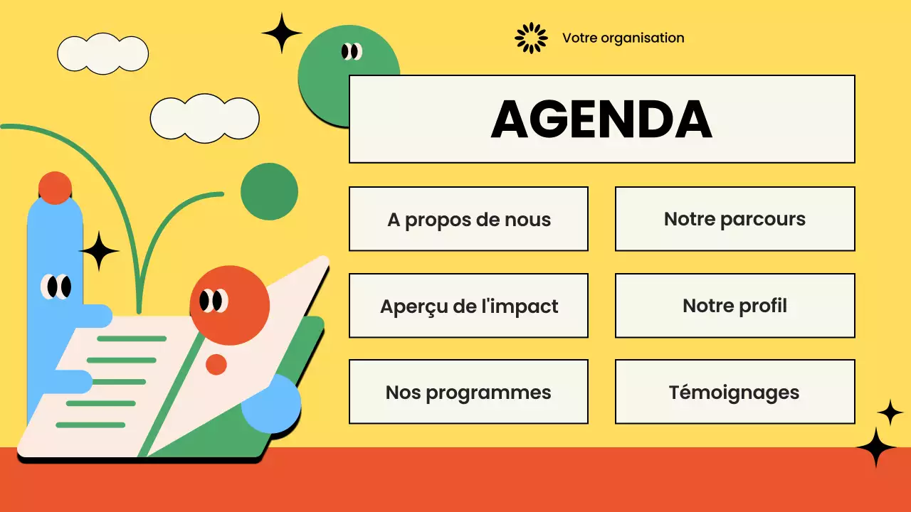 Présentation illustrée et colorée d'une association à but non lucratif