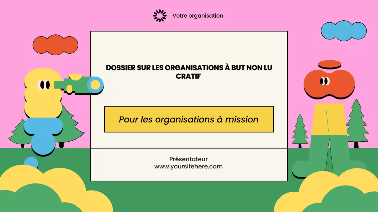 Présentation illustrée et colorée d'une association à but non lucratif