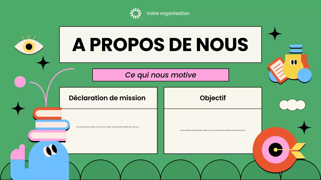 Présentation illustrée et colorée d'une association à but non lucratif
