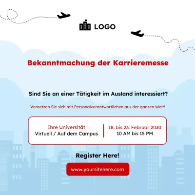 Mitteilung zur Karrieremesse Arbeiten im Ausland Square Vorlage