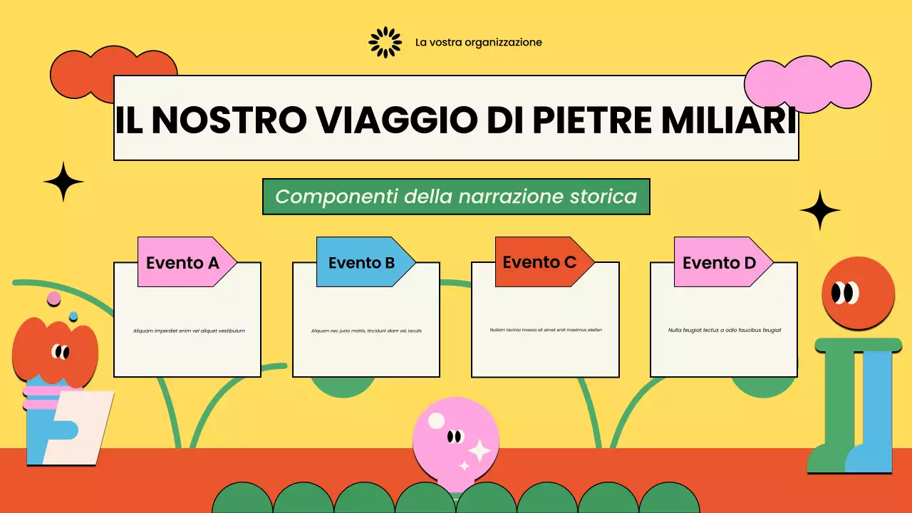 Presentazione illustrata e colorata di una organizzazione non profit