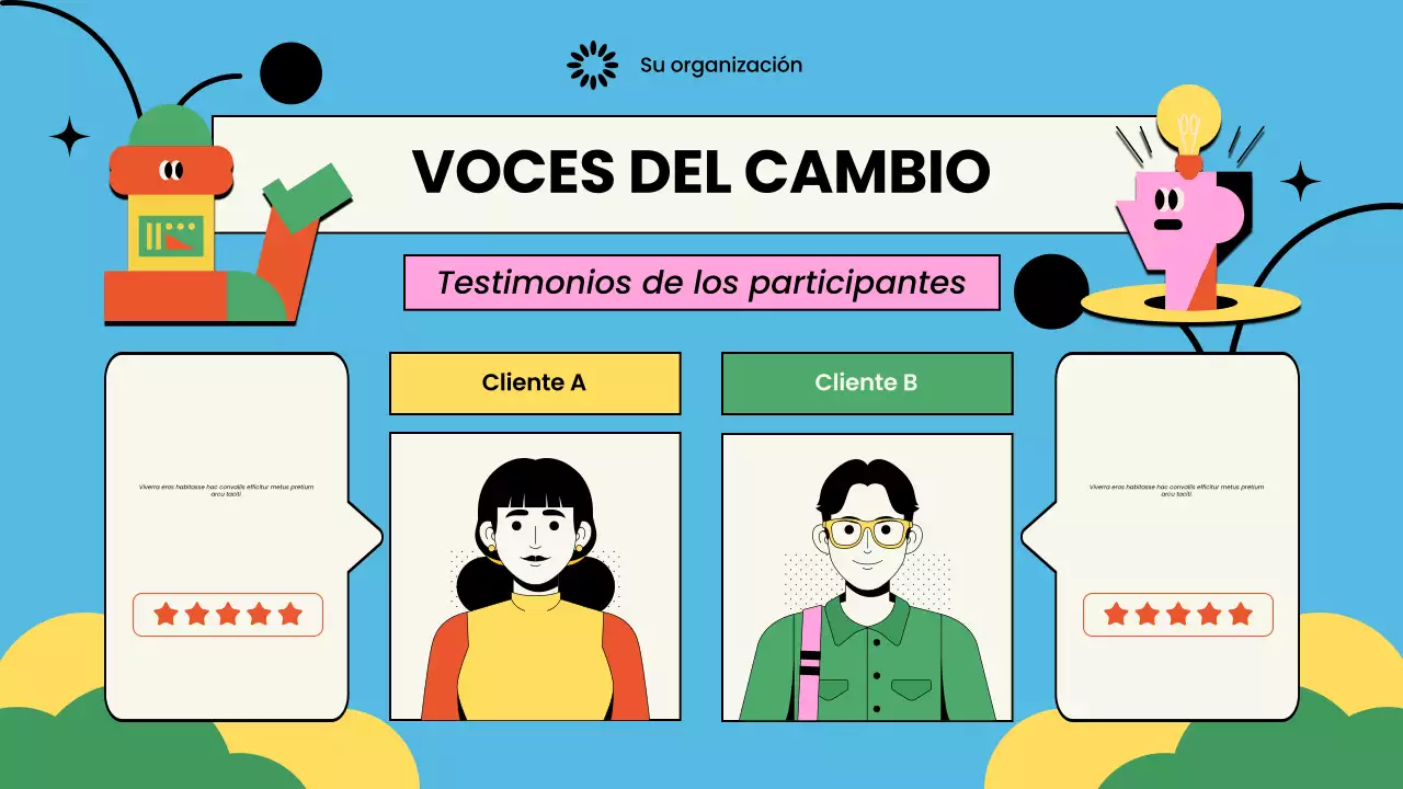 Colorida presentación ilustrada para organizaciones sin ánimo de lucro