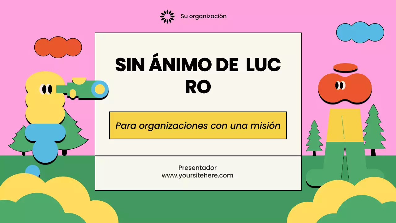Colorida presentación ilustrada para organizaciones sin ánimo de lucro