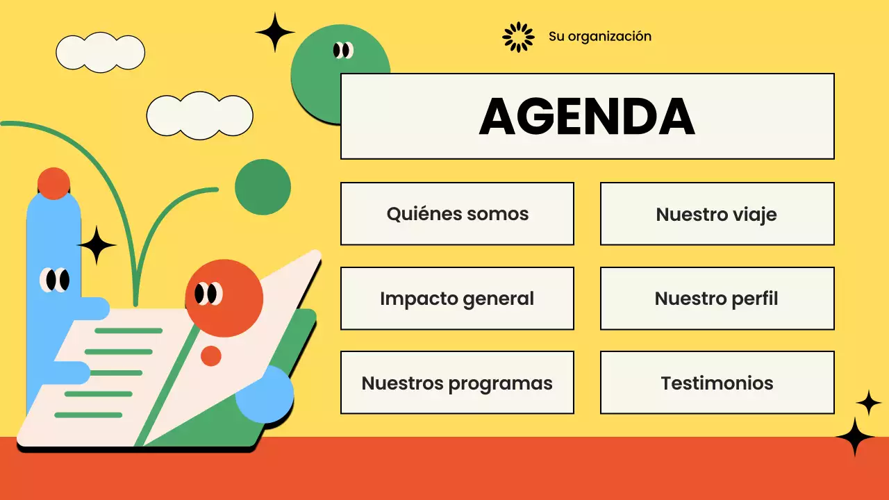 Colorida presentación ilustrada para organizaciones sin ánimo de lucro