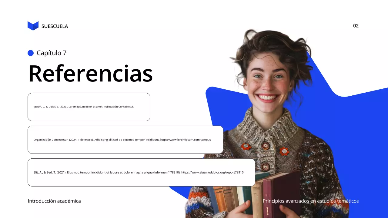 conferencia sobre la educación moderna azul