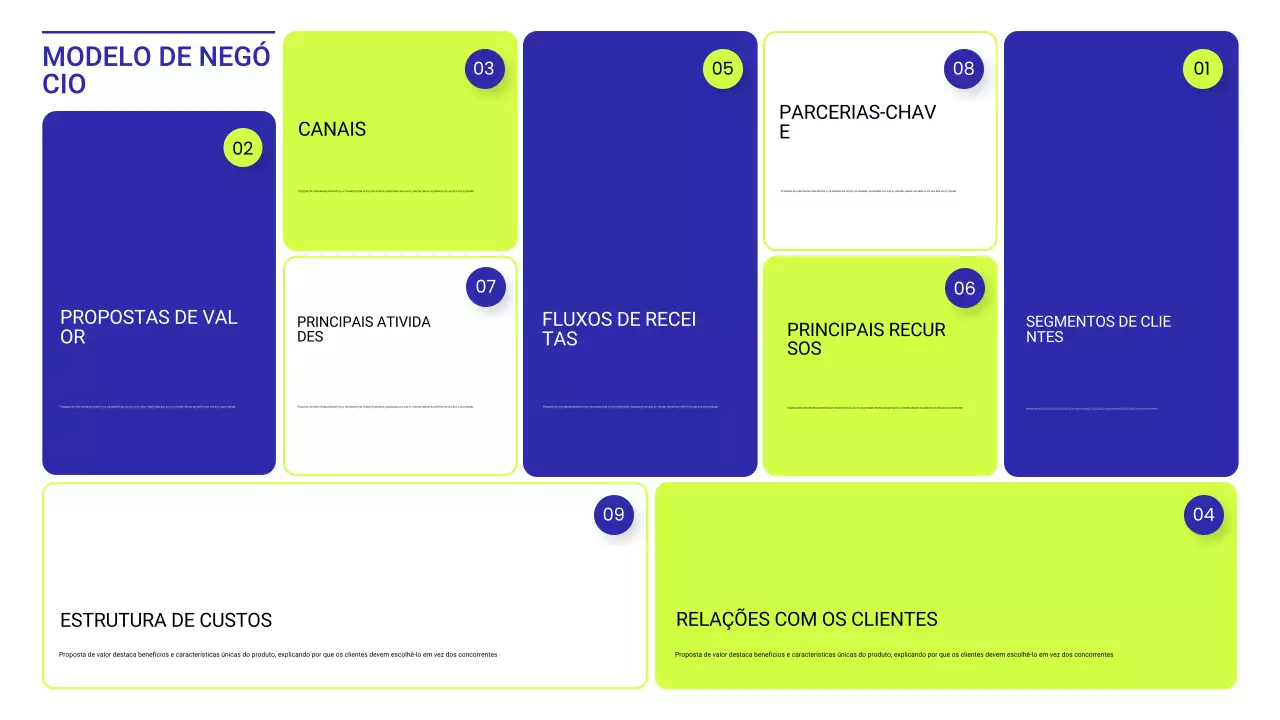layout do plano de negócios moderno azul