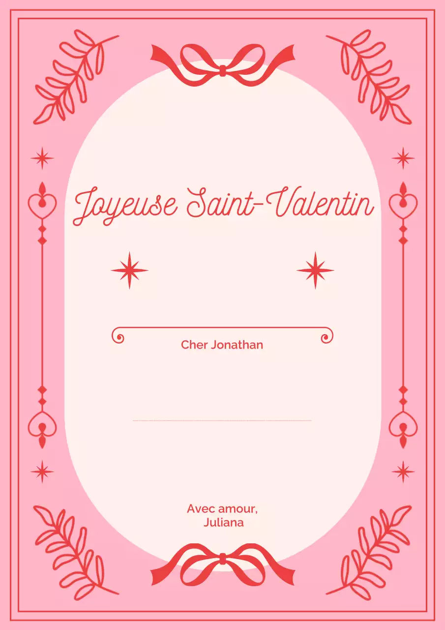 Carte de vœux de la Saint-Valentin rose élégante lettre poster