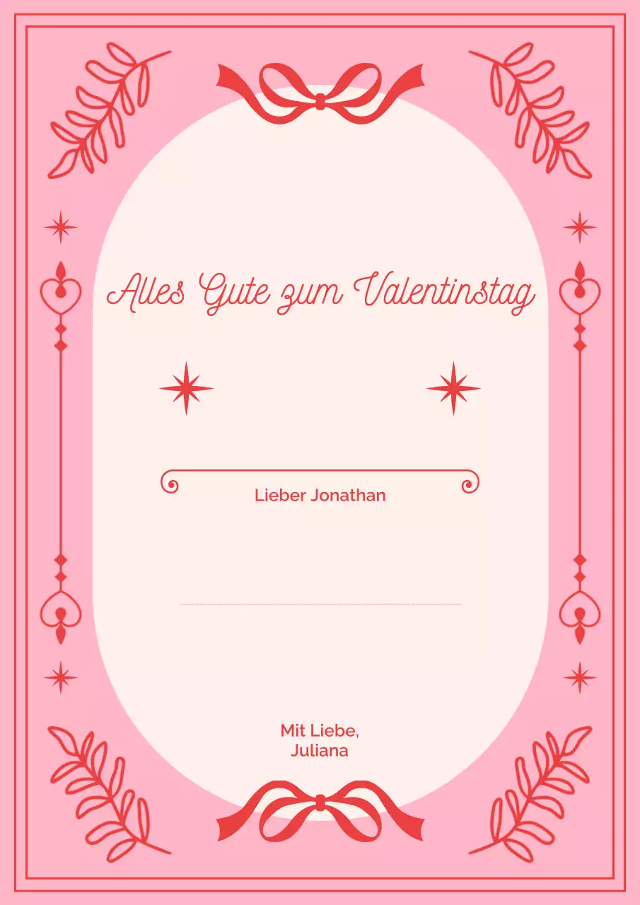 Rosa Elegante Ästhetische Valentinsgrußkarte Brief Poster