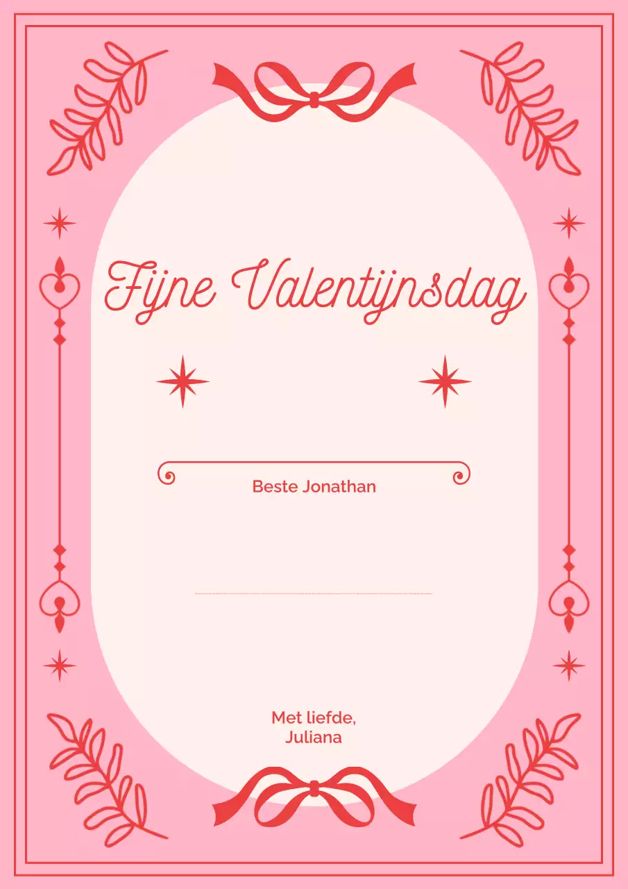 Roze Elegante Esthetische Valentijnskaart Groeten Brief Poster