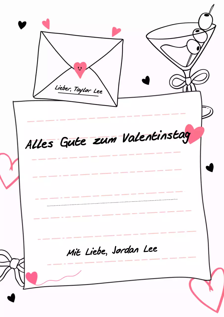 rosa romantische Liebeskarte