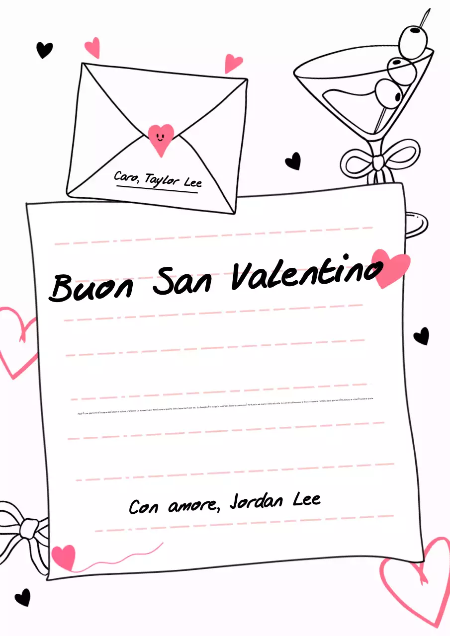 biglietto d'amore romantico rosa