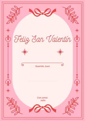 Rosa Elegante Estética Tarjeta de felicitación de San Valentín Carta Cartel