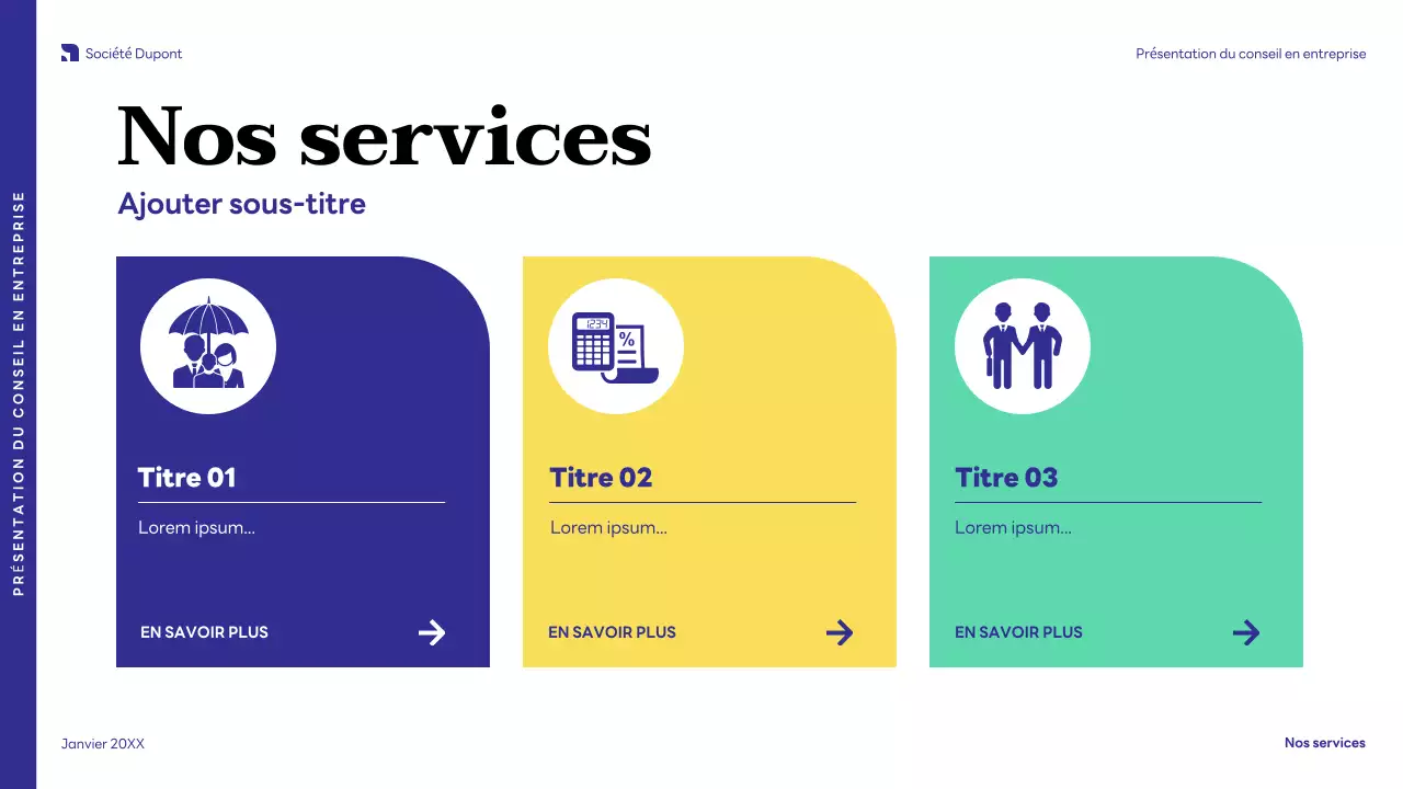 Présentation d'entreprise moderne de couleur bleue