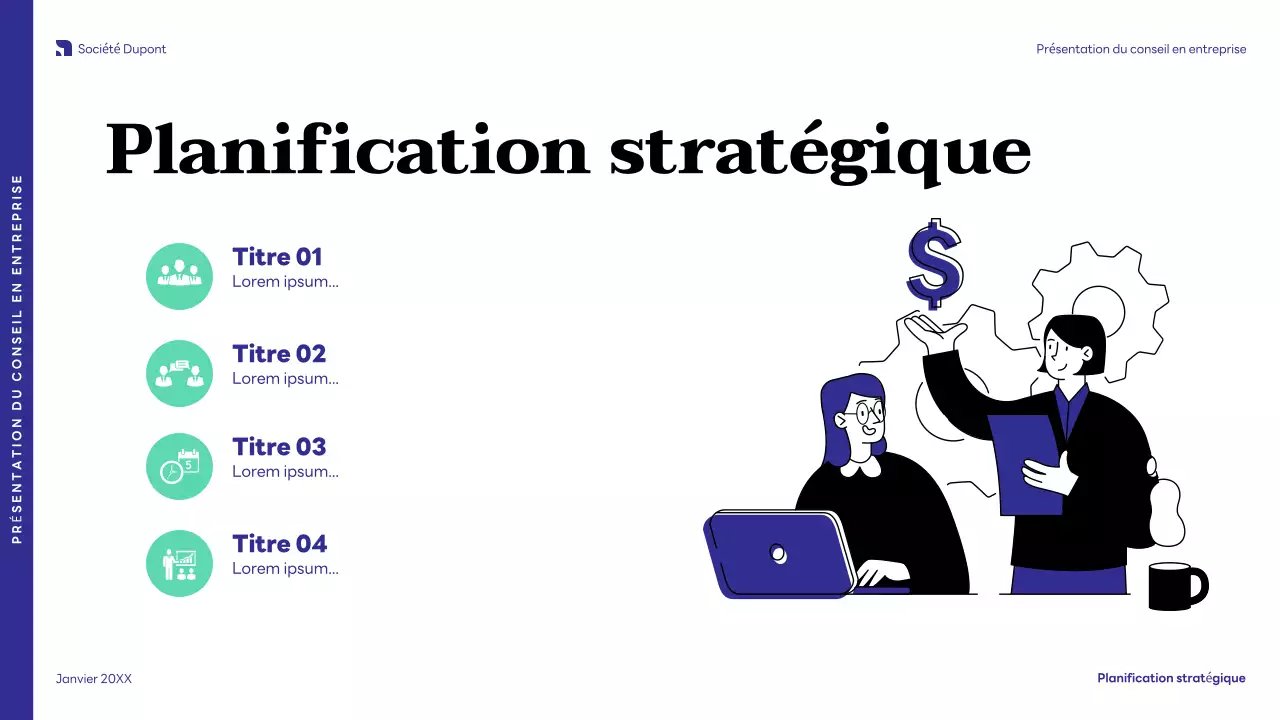 Présentation d'entreprise moderne de couleur bleue