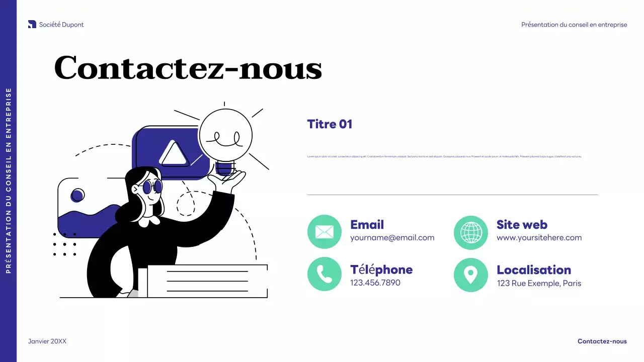 Présentation d'entreprise moderne de couleur bleue