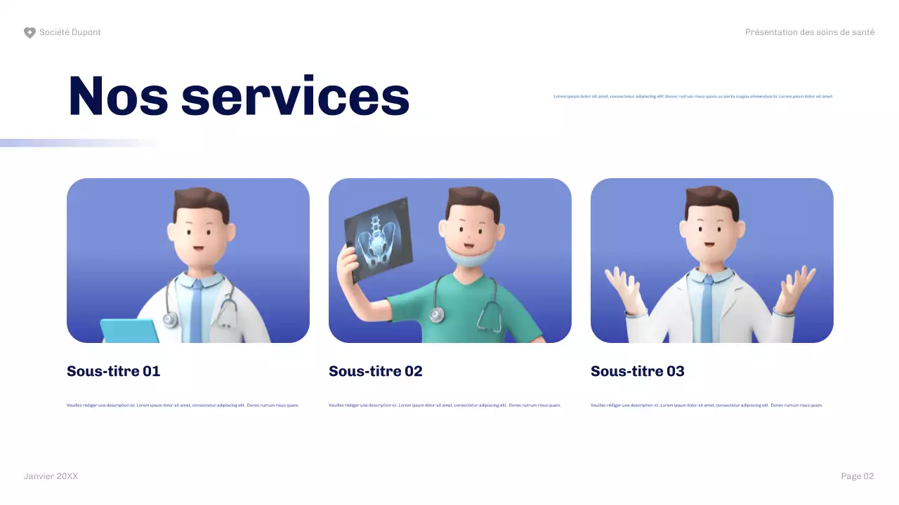 présentation de la marine sur les soins de santé modernes