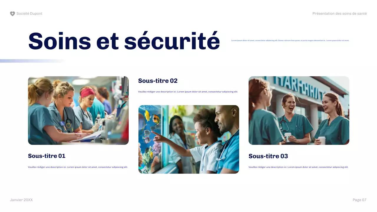 présentation de la marine sur les soins de santé modernes