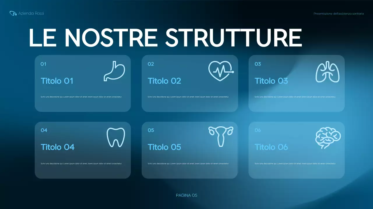 presentazione della sanità moderna blu