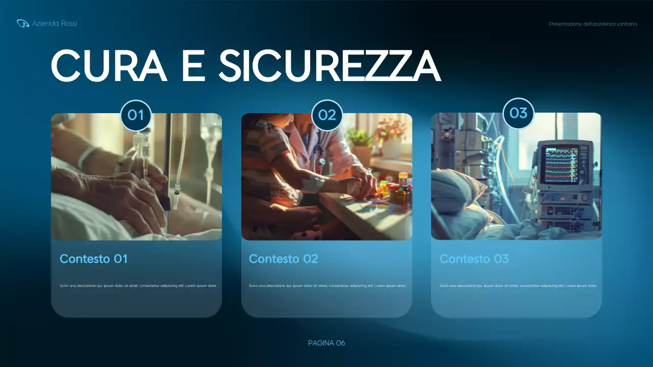 presentazione della sanità moderna blu