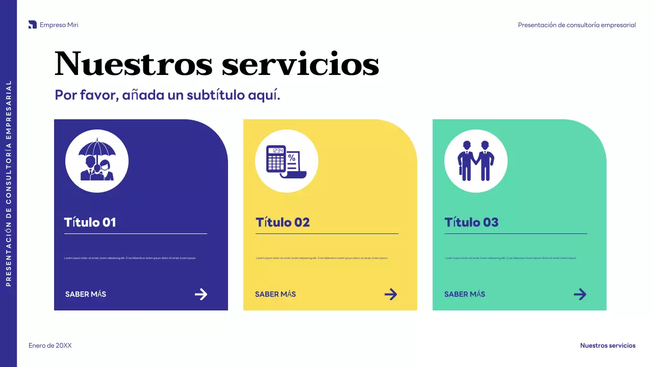 presentación de empresa moderna azul