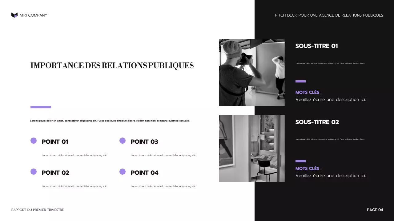 présentation de l'agence moderne en violet