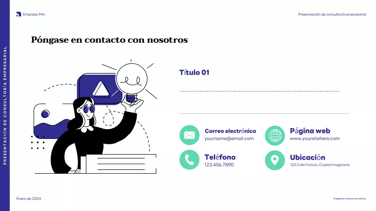 presentación de empresa moderna azul