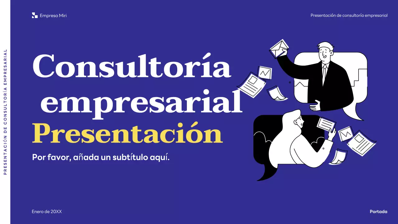 presentación de empresa moderna azul