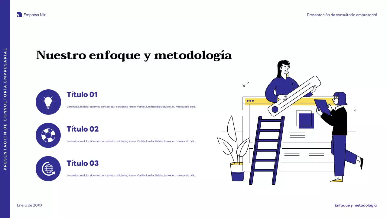 presentación de empresa moderna azul