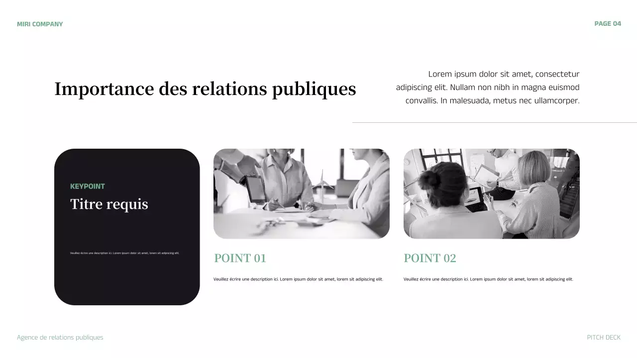 résumé vert présentation de l'entreprise