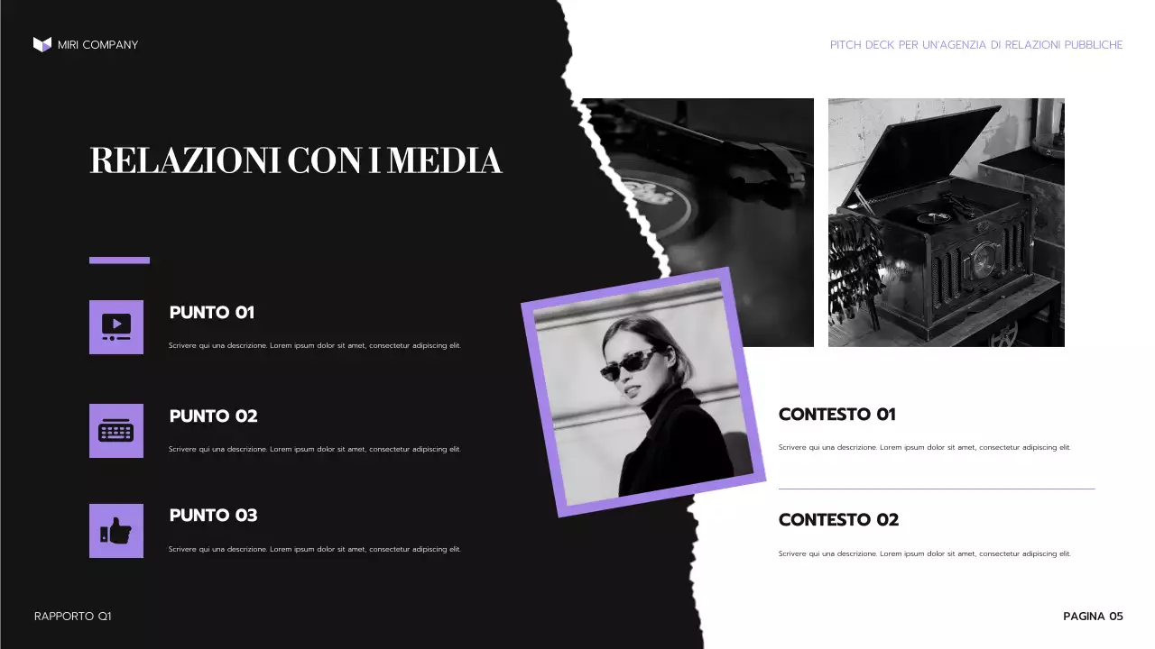 presentazione di un'agenzia moderna di colore viola